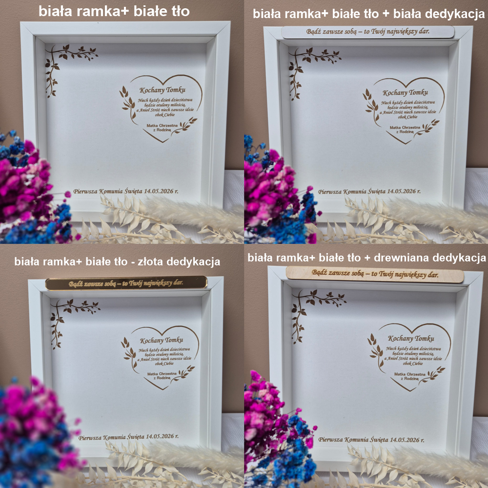 Anioł Stróż w ramce 3D – podziękowanie dla chrzestnych od dziewczynki Komunia - obrazek 9