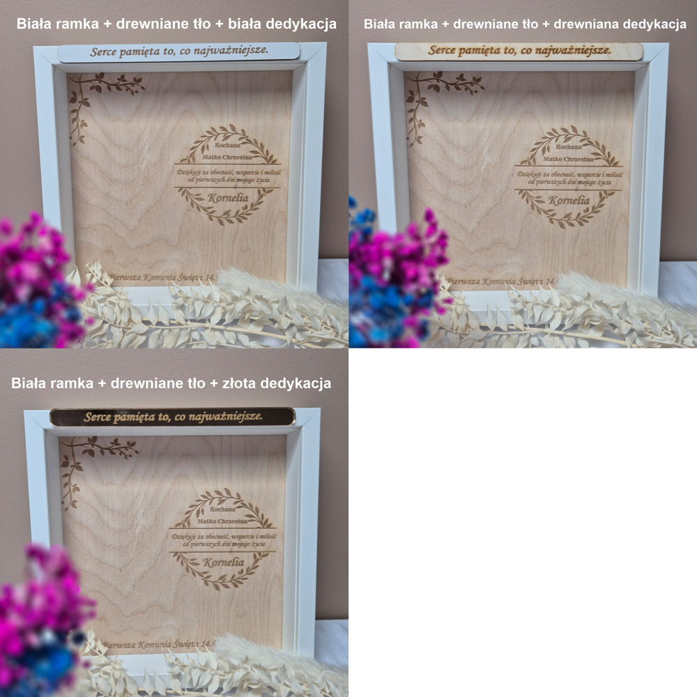 Anioł Stróż w ramce 3D – podziękowanie dla chrzestnych od dziewczynki Komunia - obrazek 10