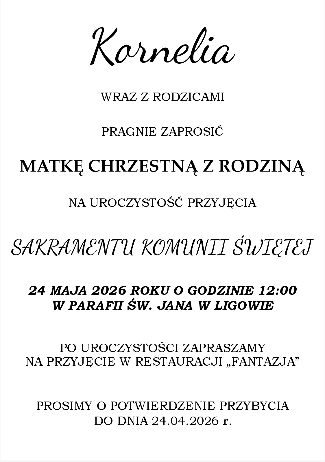 Zaproszenia na Pierwszą Komunię Świętą personalizowane – rękodzieło premium - obrazek 5