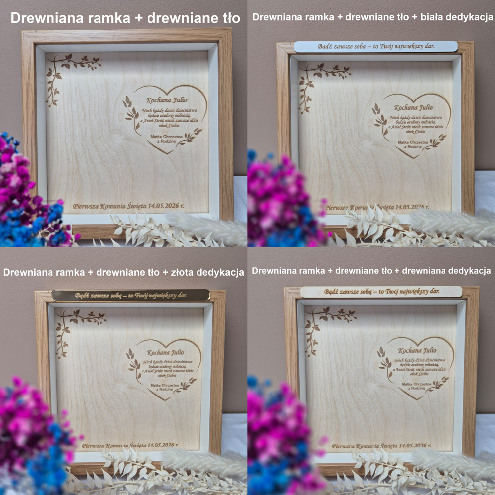 Anioł Stróż w ramce 3D – podziękowanie dla chrzestnych od dziewczynki Komunia - obrazek 11