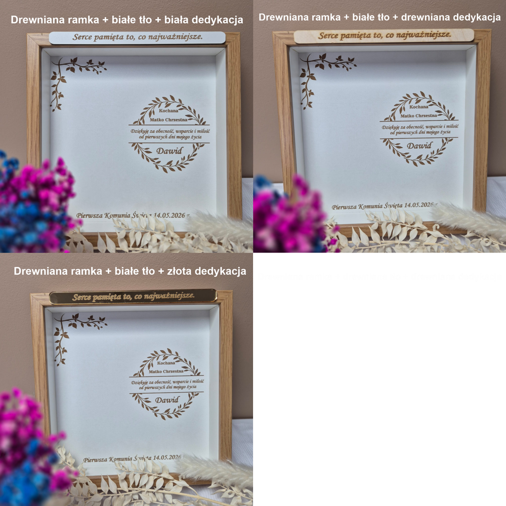 Anioł Stróż w ramce 3D – podziękowanie dla chrzestnych od dziewczynki Komunia - obrazek 12