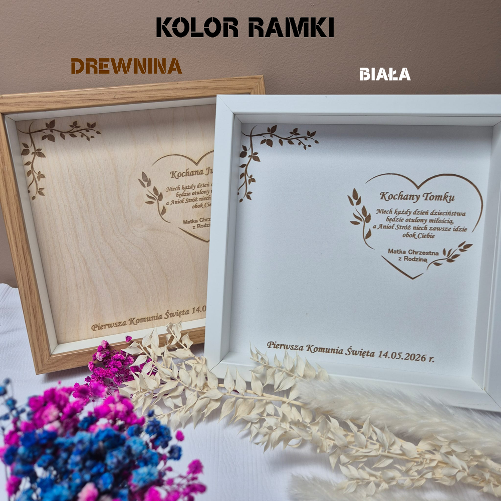 Anioł Stróż w ramce 3D – podziękowanie dla chrzestnych od dziewczynki Komunia - obrazek 8