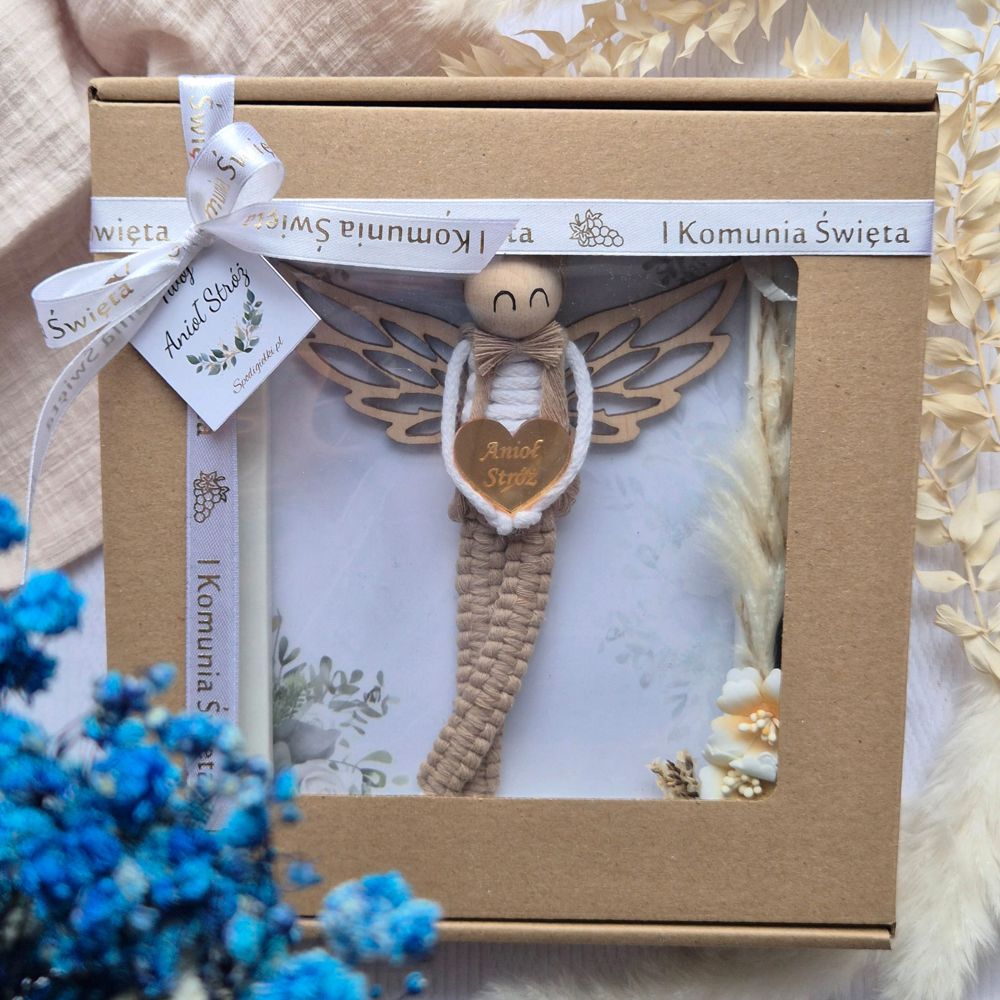 Anioł Stróż w białej ramce – podziękowanie dla Chrzestnych lub Dziadków od chłopca - obrazek 4