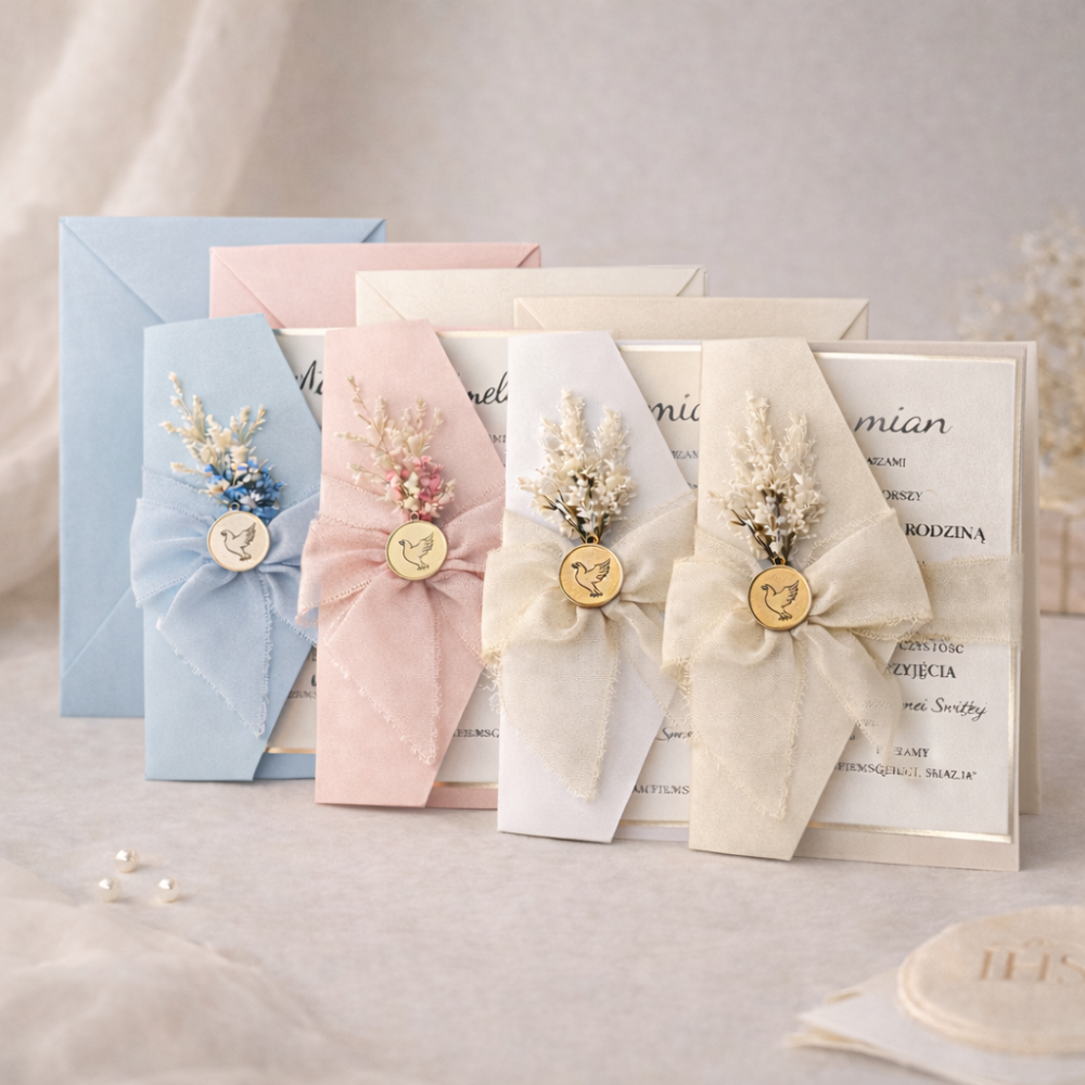 Zaproszenia na Pierwszą Komunię Świętą personalizowane – rękodzieło premium - obrazek 6